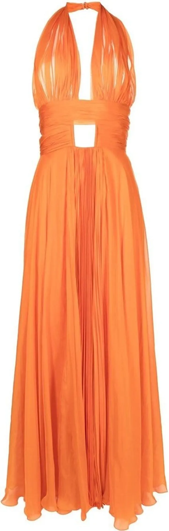 Halter Plunge Neck Train Dress