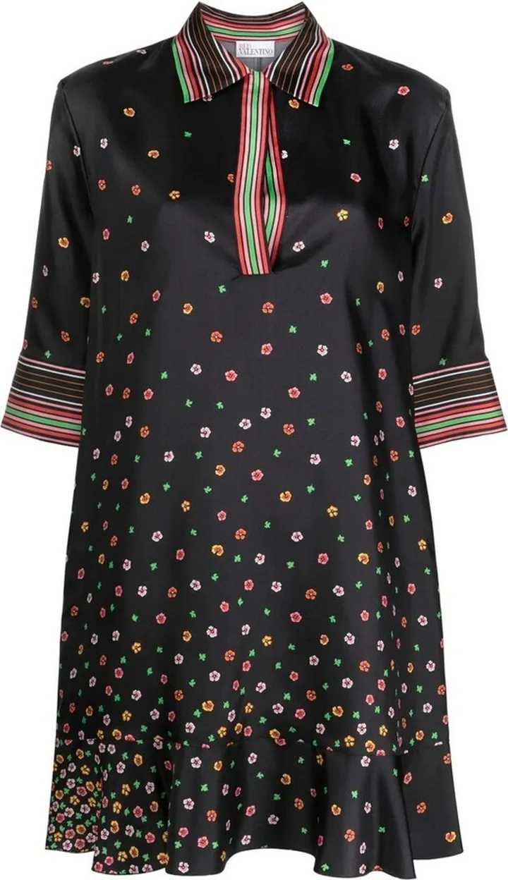 Floral-Print Silk Minidress