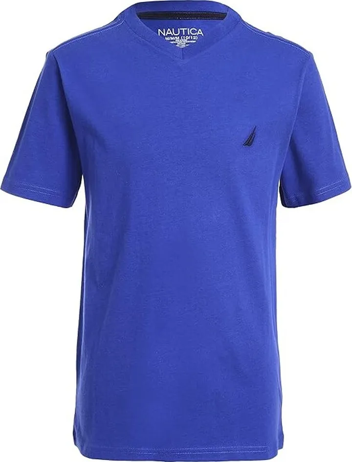Nautica Boys' Short Sleeve Solid V-Neck T-Shirt (Cobalt 00) Men's T Shirt