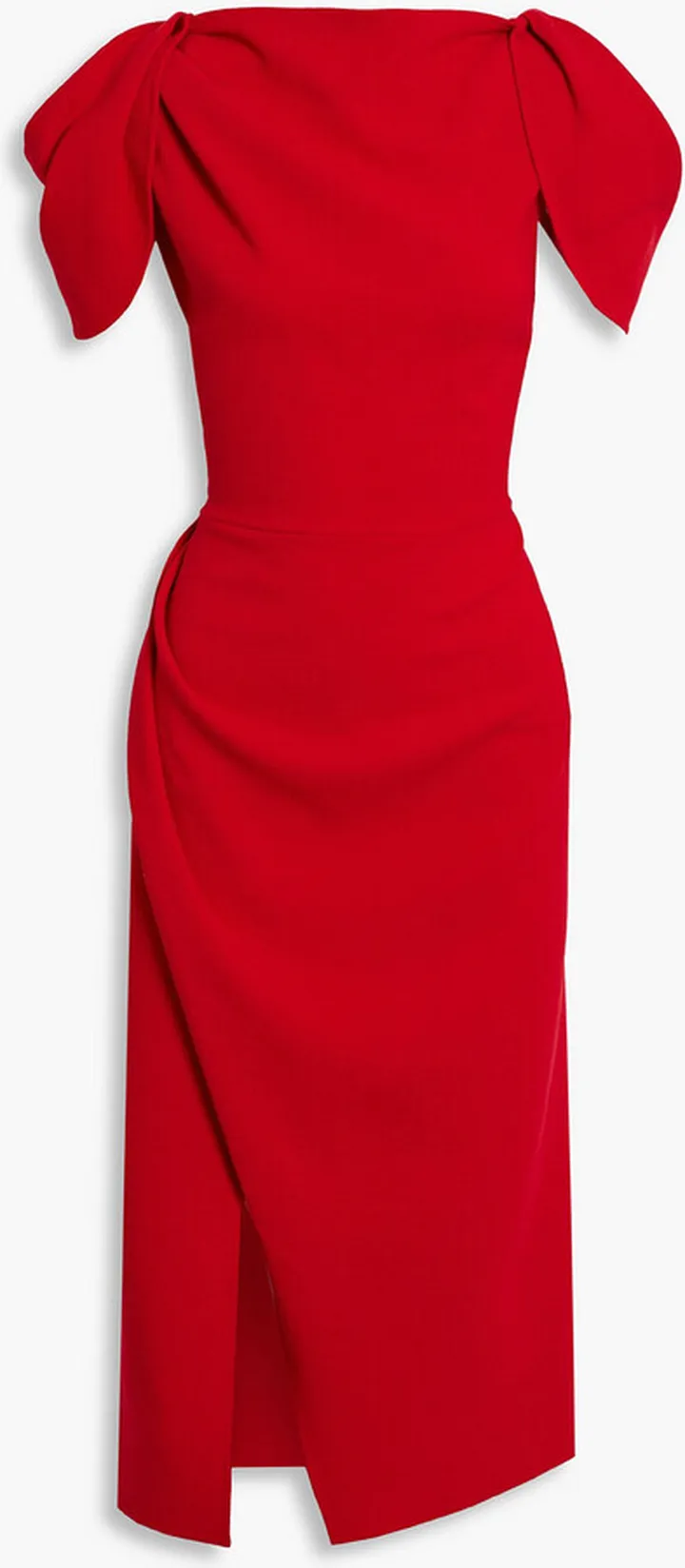 Pleated wool-blend midi dress