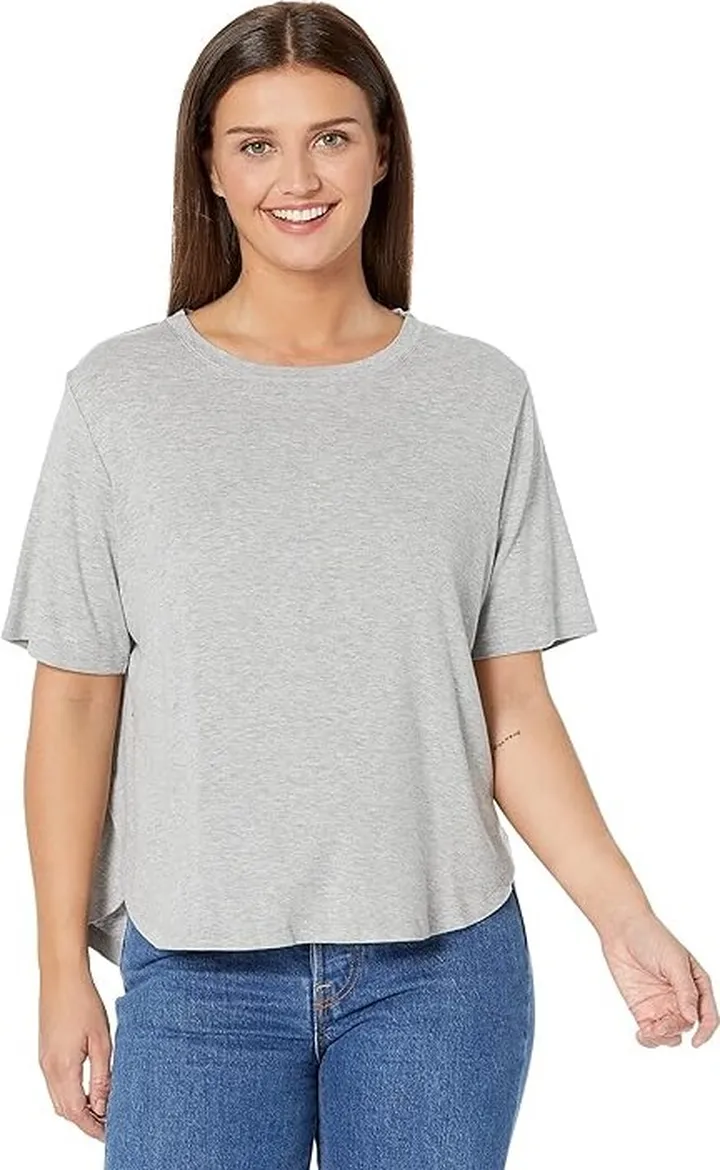 L.L.Bean Petite Restore Sleep Top (Light Gray Heather) Women's Pajama