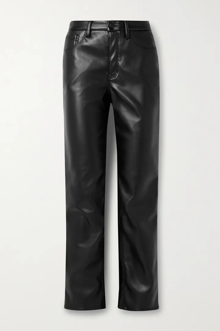 GOOD AMERICAN - Good Icon Faux Stretch-leather Straight-leg Pants - Black