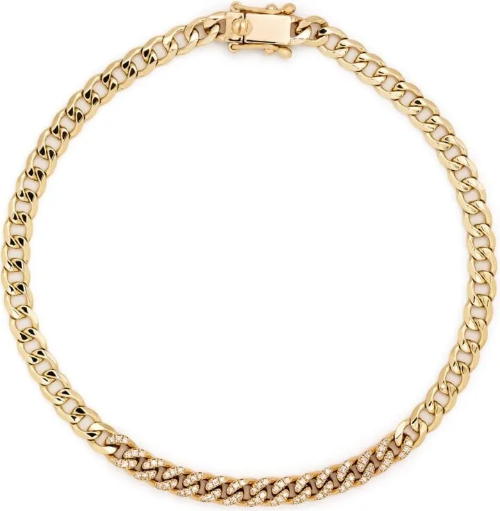 14kt Yellow Gold Diamond Curb Chain Bracelet