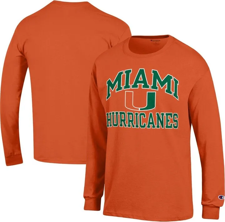 Men's Champion Orange Miami Hurricanes High Motor Long Sleeve T-shirt