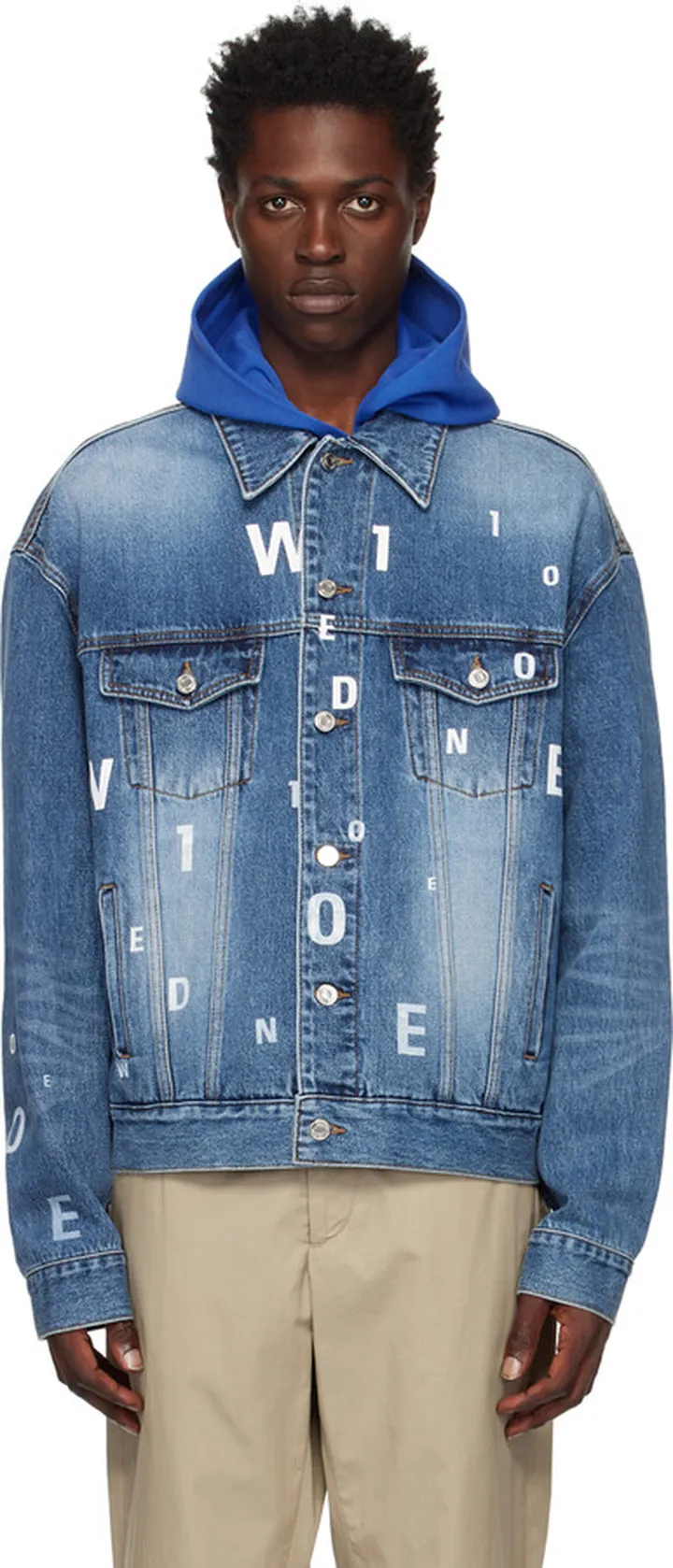 We11done Navy Random Trucker Denim Jacket