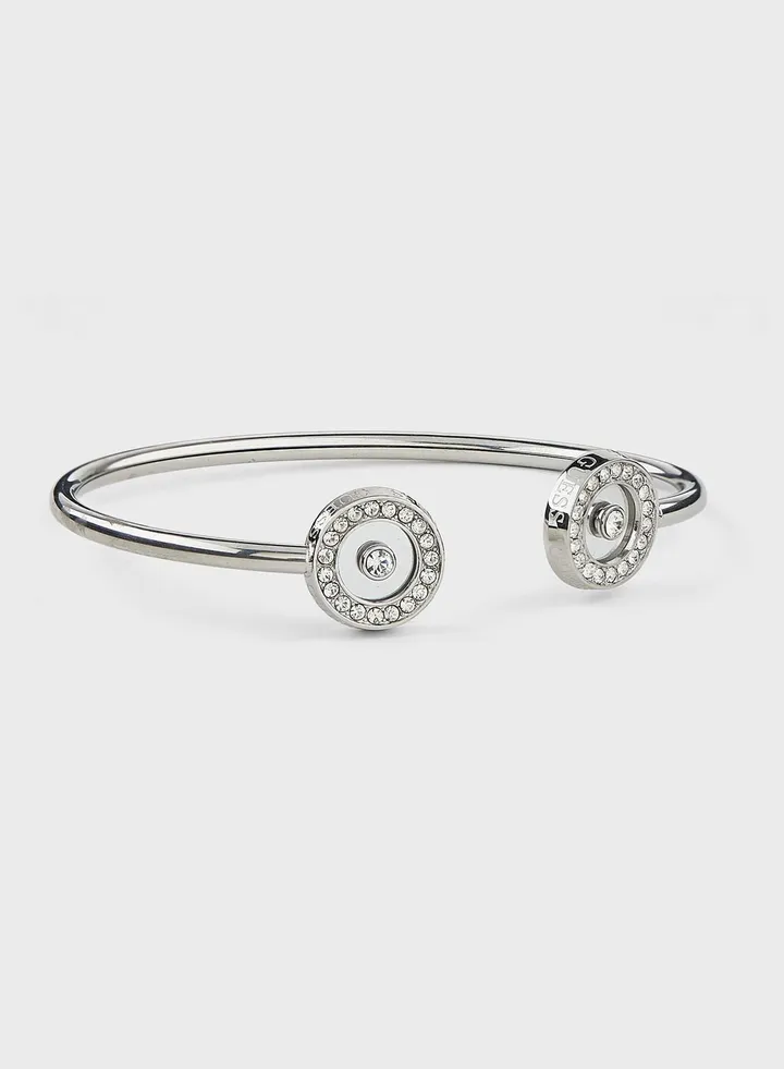 Pave Circle Flexi Bangle Bracelet
