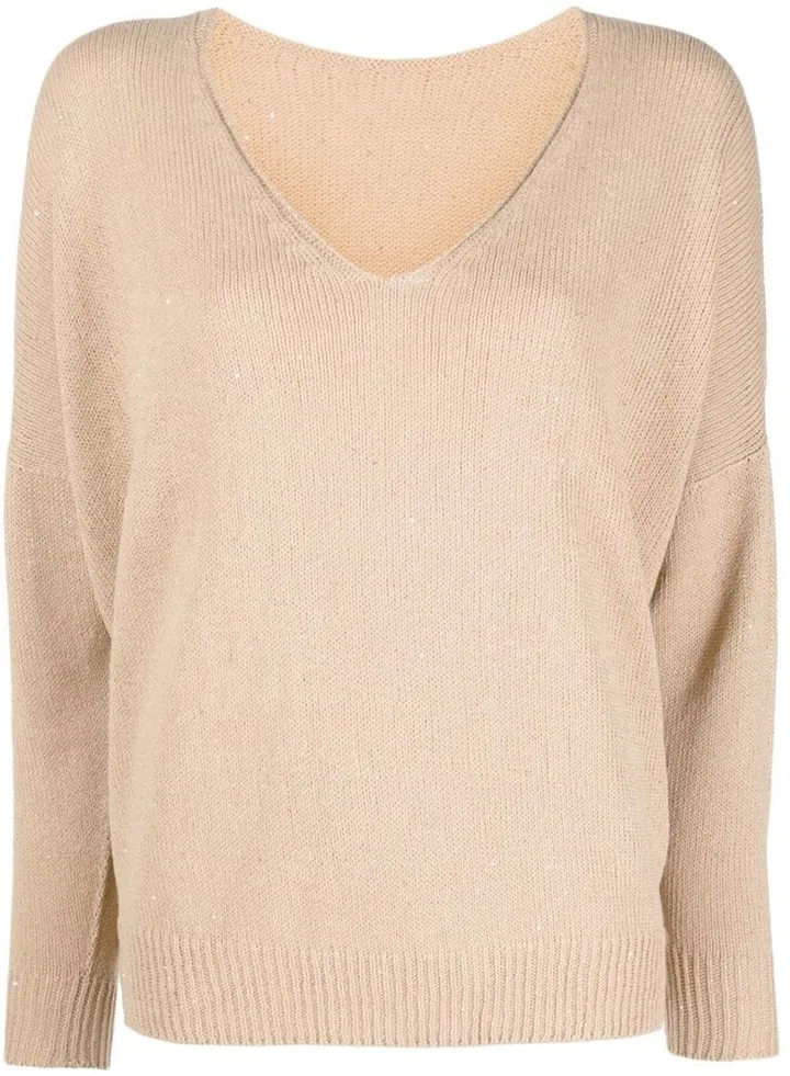 V-neck knitted jumper