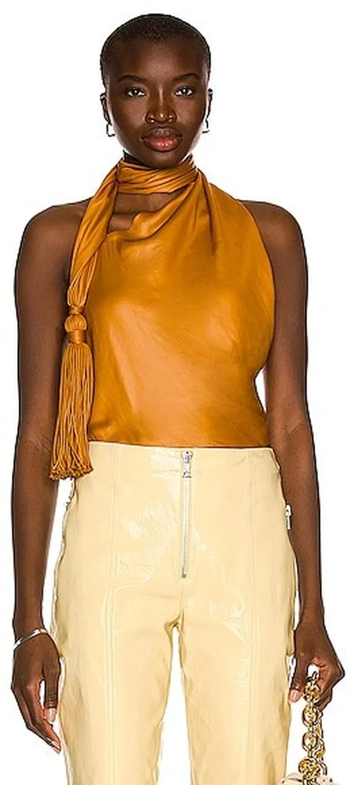 Bottega Veneta Fluid Halter Top in Tan