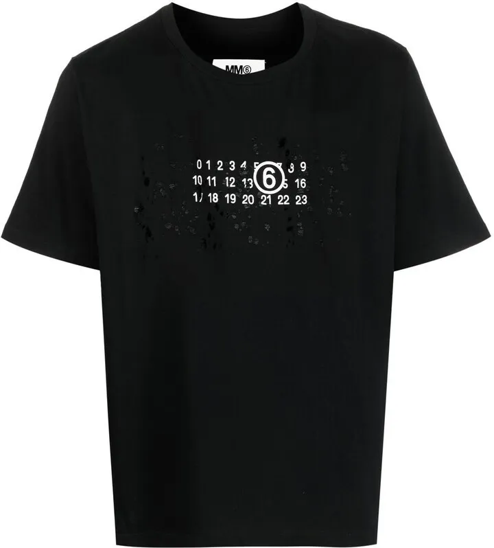Black Numbers Logo Cotton T-Shirt