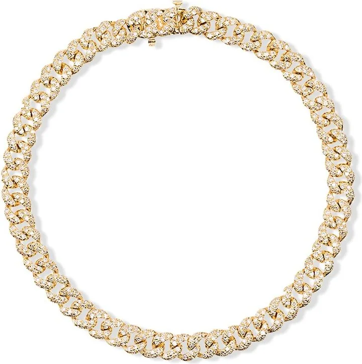 18K yellow gold pavé link diamond bracelet
