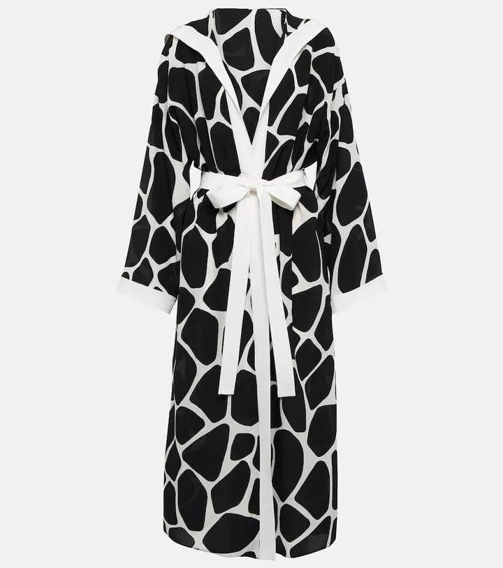 Printed silk robe