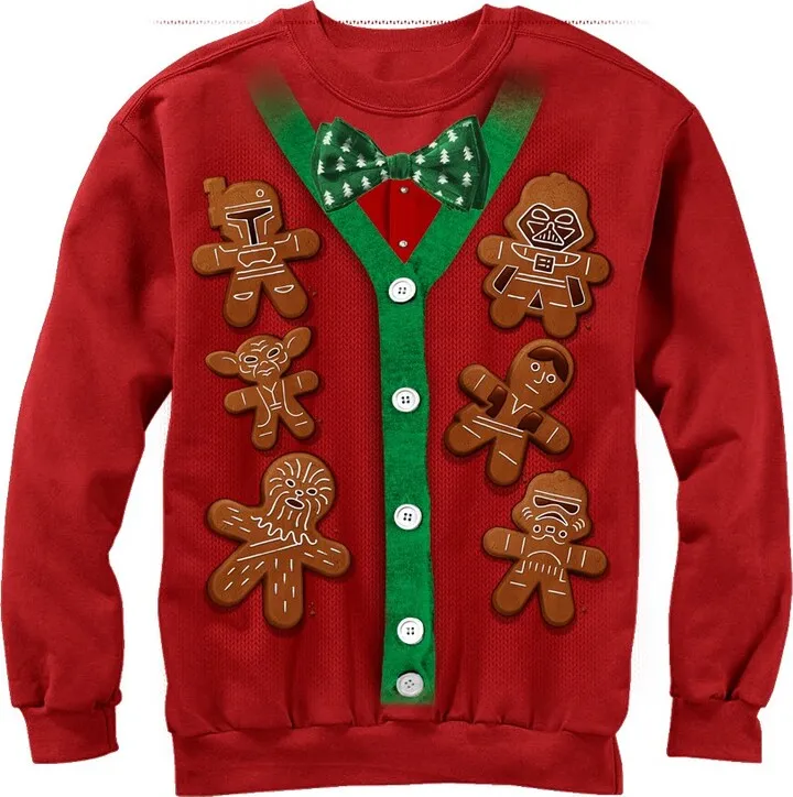 Men's Star Wars Christmas Cookies Cardigan Print Sweatshirt - Red - X Large