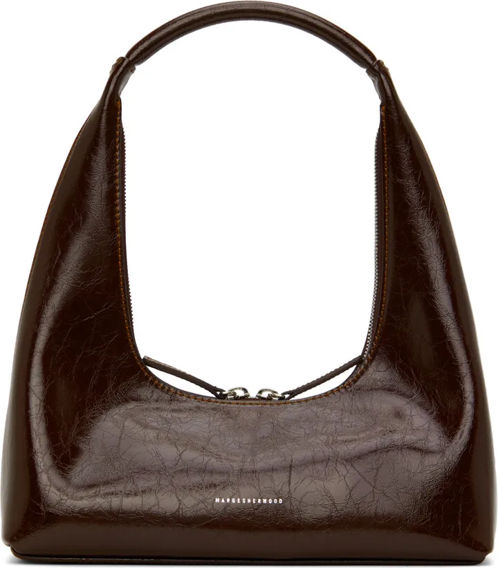 Marge Sherwood Brown Crinkle Shoulder Bag