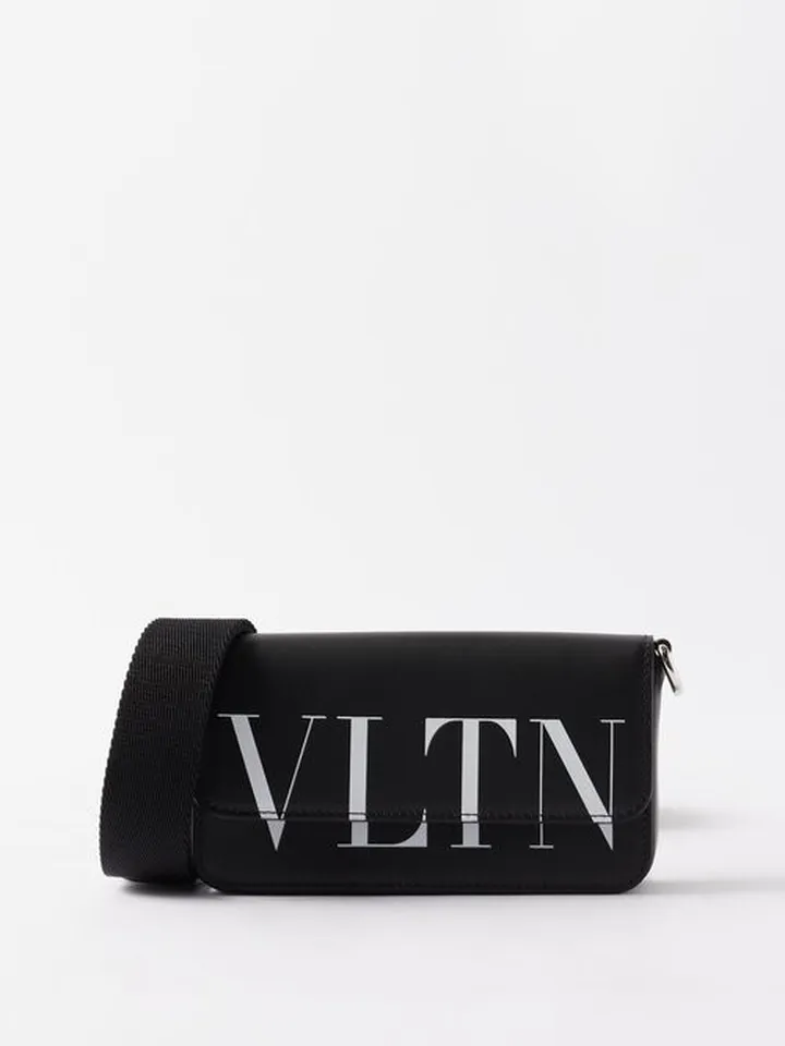 Vltn-print Leather Cross-body Bag