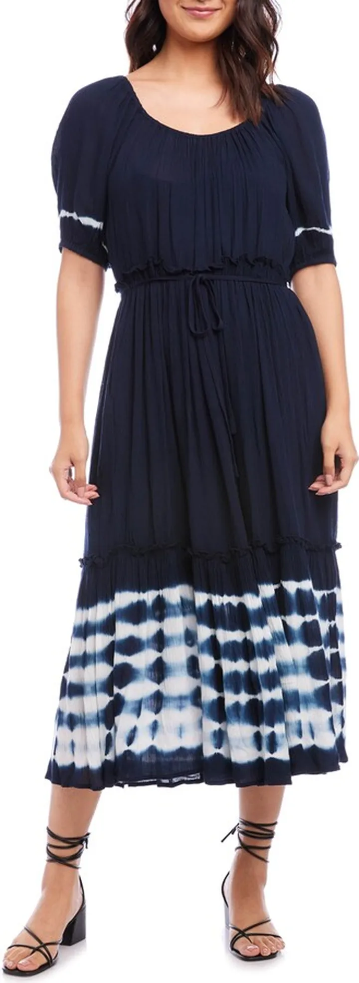 Tie Dye Puff Sleeve Midi Dress