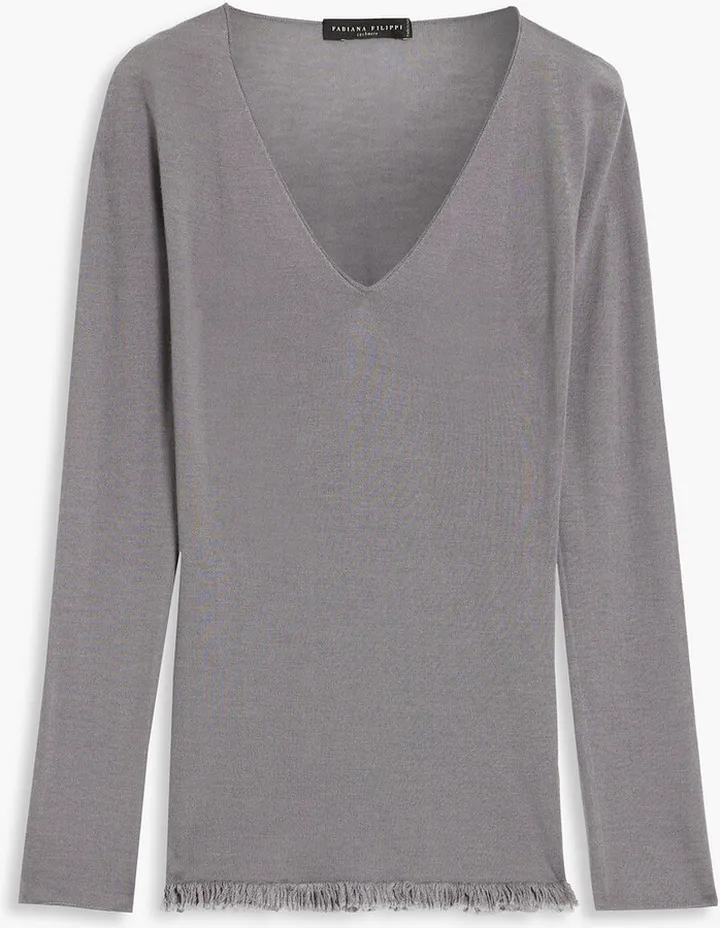 Fringed cashmere and silk-blend sweater