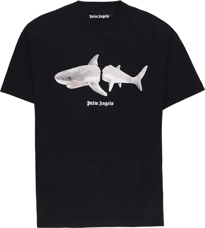 Shark-print cotton T-shirt