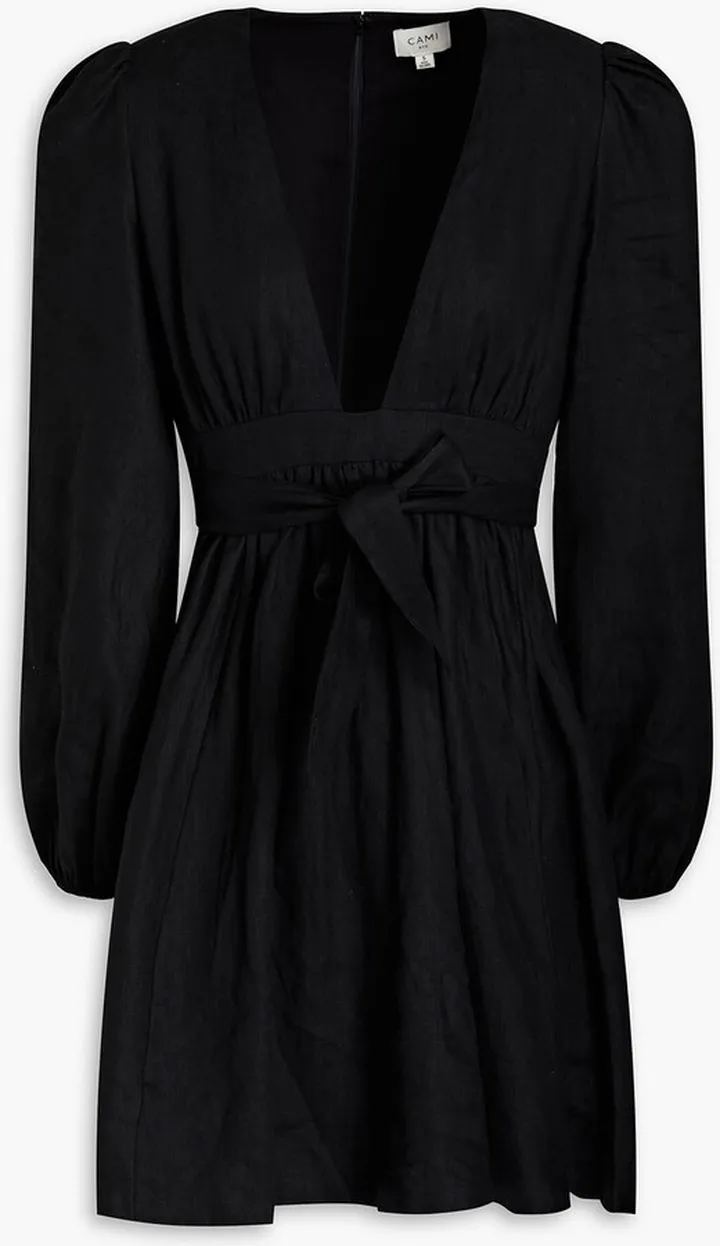 Meri pleated linen-gauze mini dress