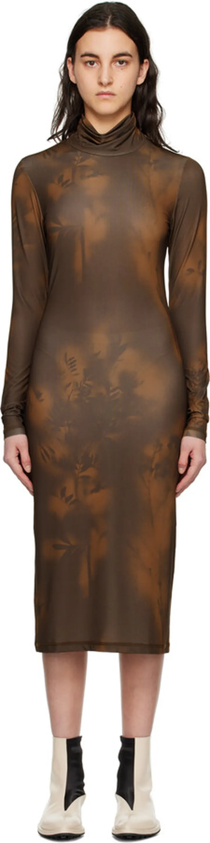 Holzweiler Brown Soril Print Midi Dress