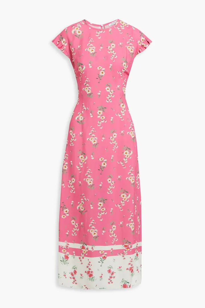 Floral-print crepe de chine midi dress