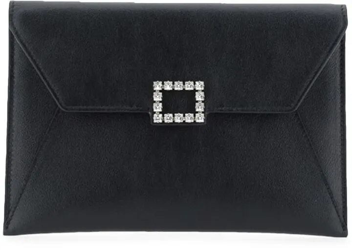 Small Très Vivier Croc Embossed Metallic Leather Clutch