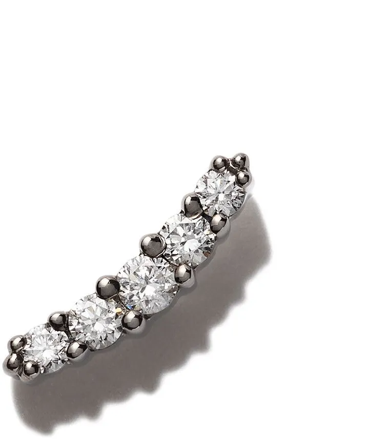 18kt black gold Line button diamond earring