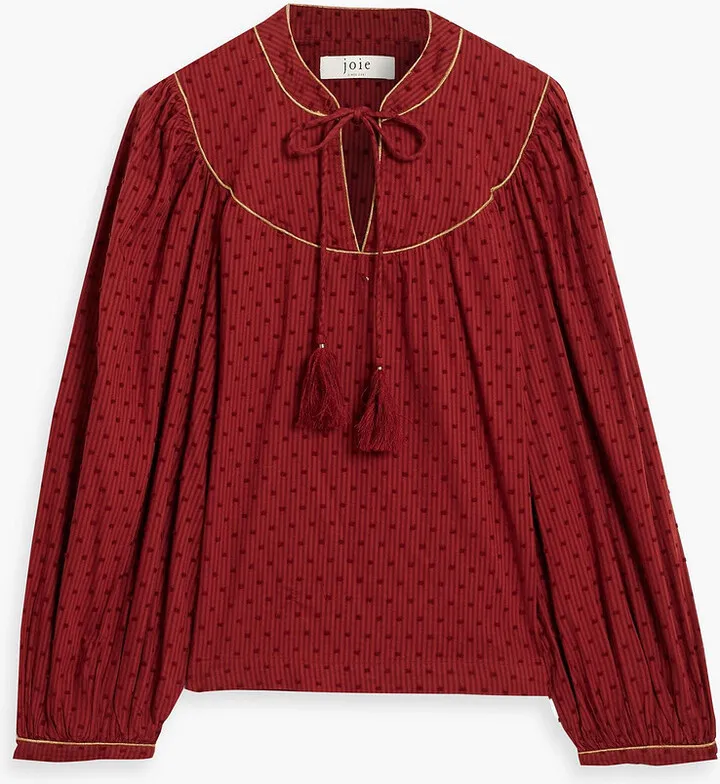 Keena striped fil coupé cotton-jacquard blouse