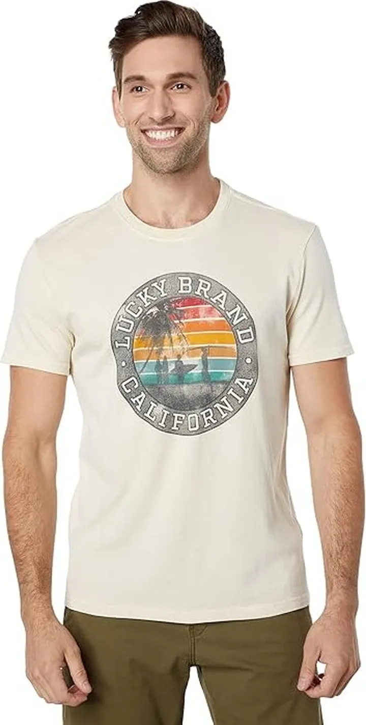 Lucky Brand Lucky Surf Graphic Tee (Oatmeal) Men's Clothing