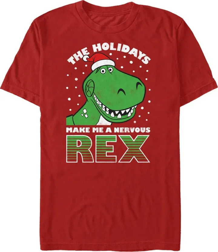 Men's Toy Story Christmas Nervous Rex T-Shirt - Red - 2X Large