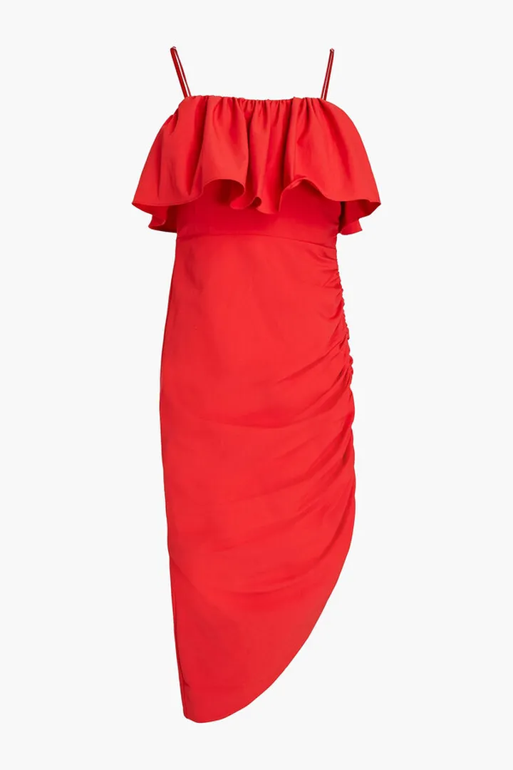 Christa ruffled stretch-crepe dress
