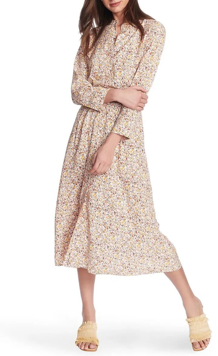Woodland Ditzy Long Sleeve Midi Shirtdress