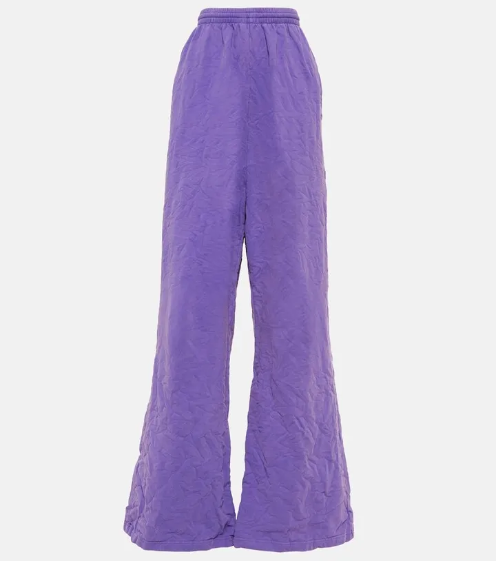 High-rise wide-leg cotton sweatpants