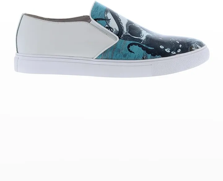 Men's Ocean Skull-Print Low-Top Sneakers