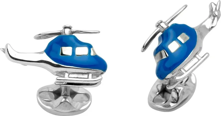 Deakin & Francis - Deakin & Francis Sterling Silver Blue Helicopter Cufflinks