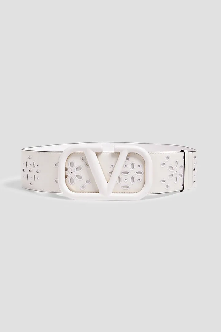 VLOGO embroidered leather belt