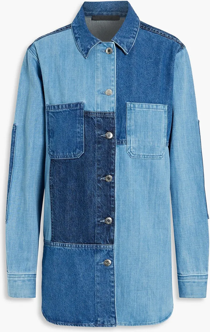 Patchwork-effect denim shirt