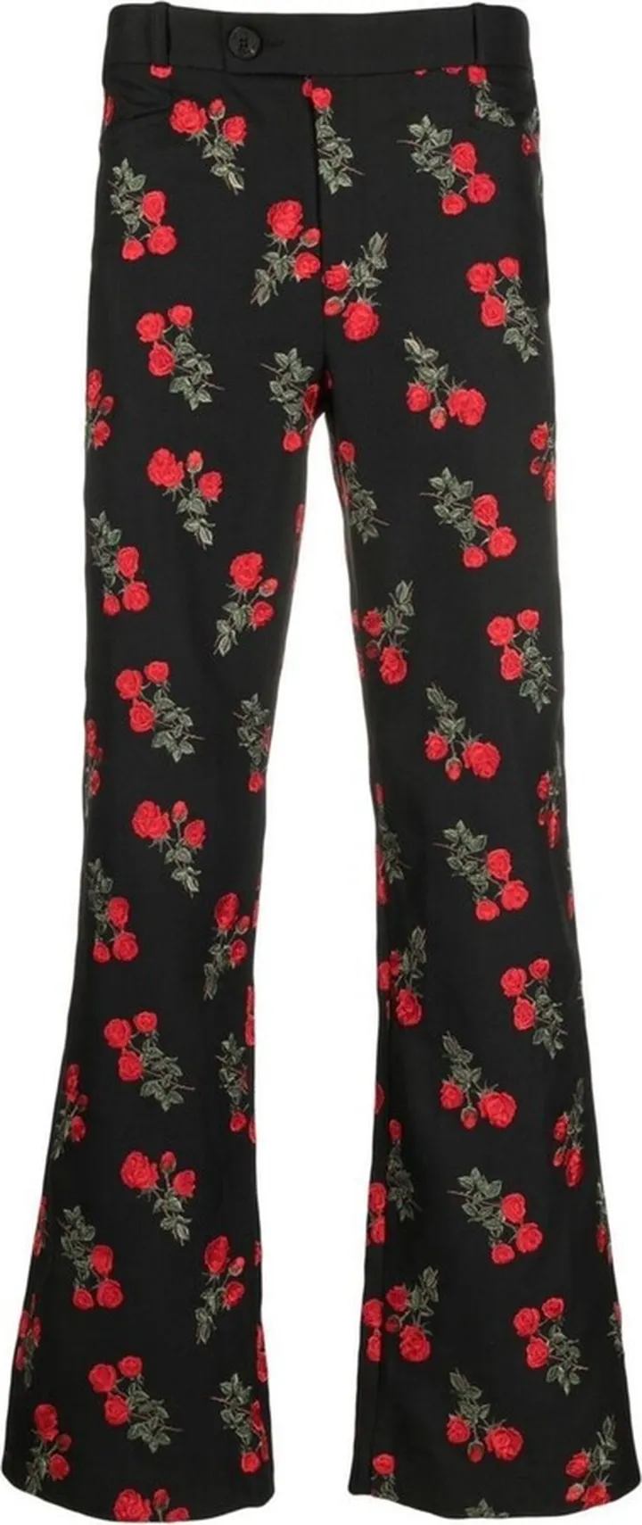 Rose-Print Straight-Leg Trousers