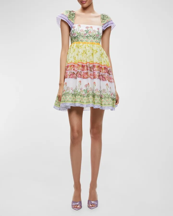 Tamia Puff-Sleeve Babydoll Mini Dress
