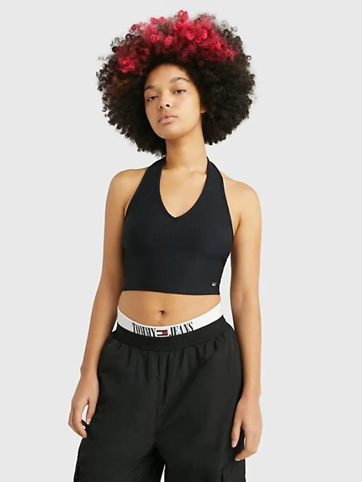 Ribbed Halter Crop Top