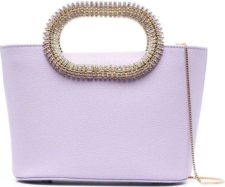 Crystal-Embellished Leather Tote