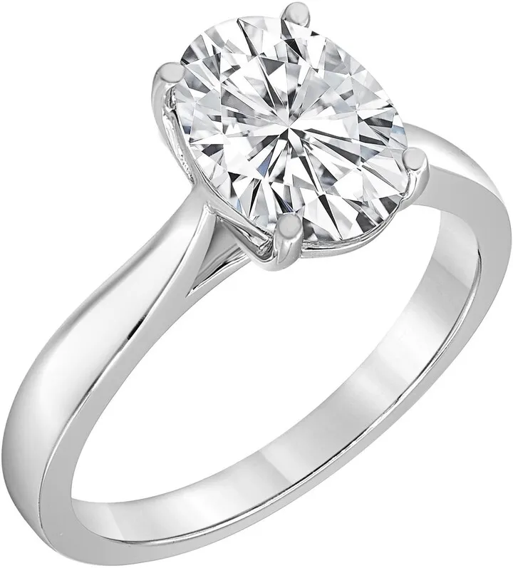 14K White Gold Lab Grown Oval Solitaire Diamond Ring