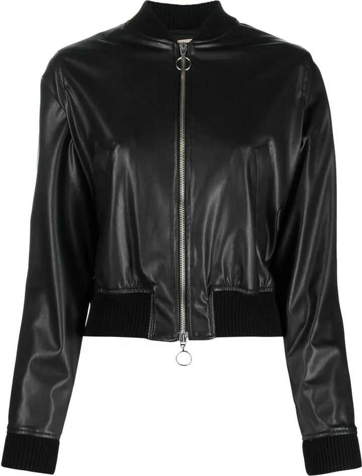 Faux-Leather Bomber Jacket