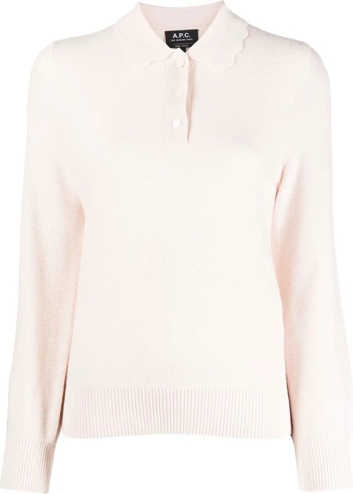 Long-Sleeved Knitted Polo Shirt