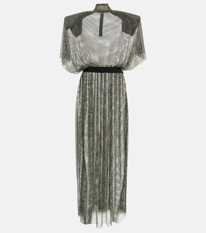 Embellished mesh maxi dress