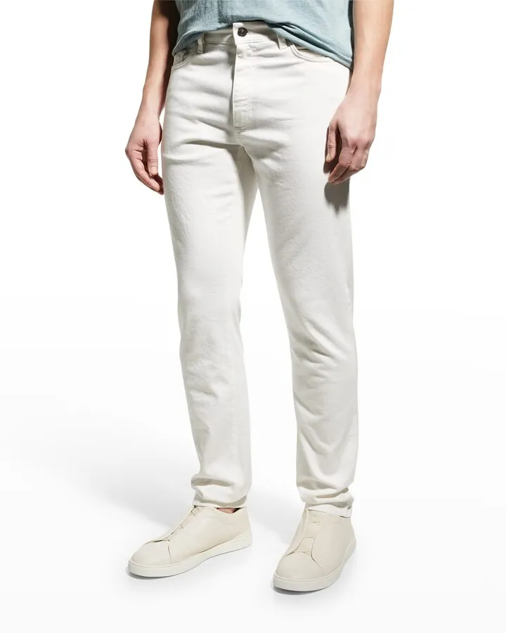 Men's Solid Cotton-Stretch Denim Trousers