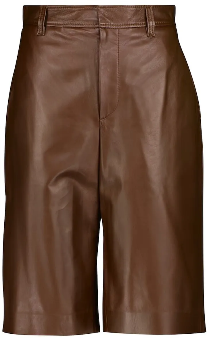 High-rise leather Bermuda shorts