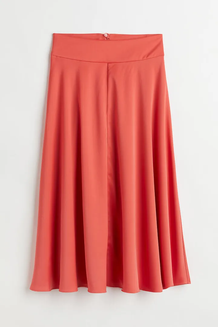 Calf-length Satin Skirt