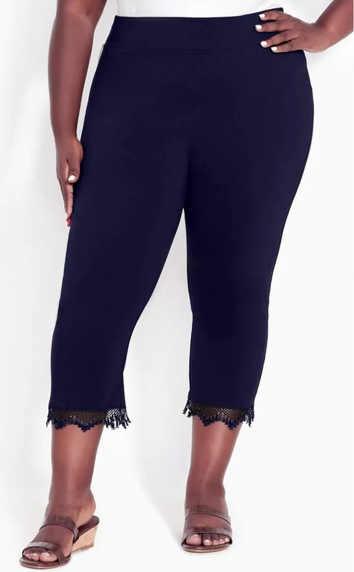 AVENUE | Women's Plus Size Super Stretch Lace Capri - navy - 24W