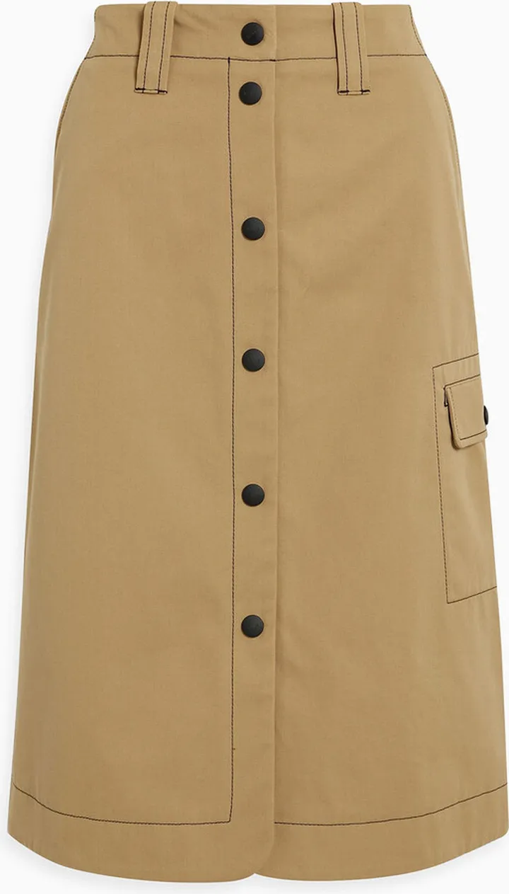 Cotton-canvas midi skirt