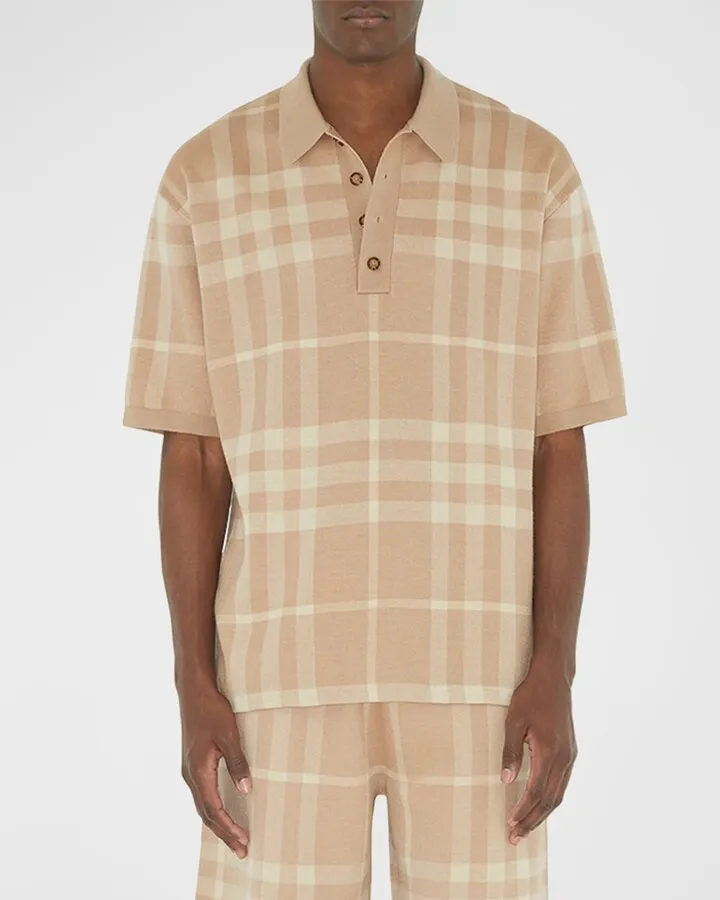 Men's Wellman Knit Check Polo Shirt